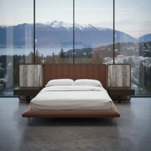 Home odeon bed with nightstand – premium upholstered bed set with contemporary design